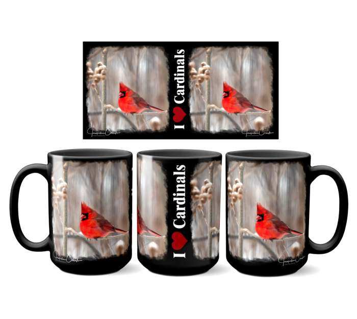 I Love Cardinals Coffee Mug 15 oz. Set of 2